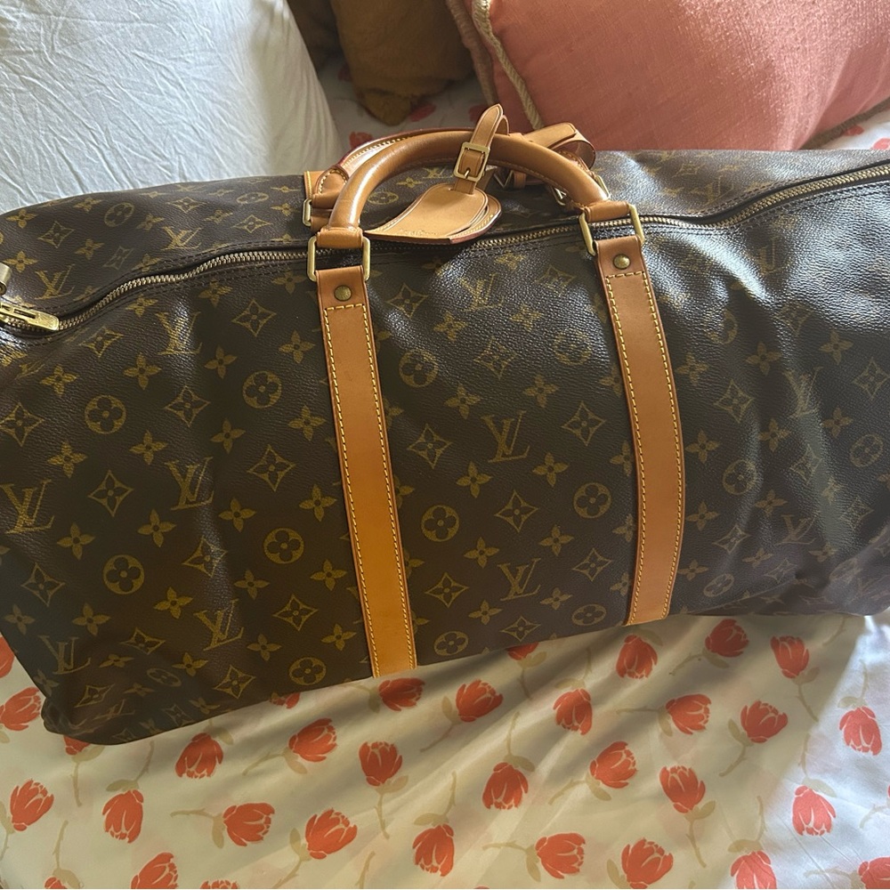 Louis Vuitton Brown and Tan Monogram Duffel Bag